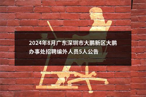 2024年8月广东深圳市大鹏新区大鹏办事处招聘编外人员5人公告 图片